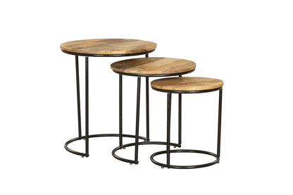 INTERIA Home & Living Beistelltisch MADURAI 3er Set Tisch Wohnzimmer Altholz