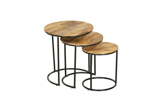 INTERIA Home & Living Beistelltisch MADURAI 3er Set Tisch Wohnzimmer Altholz