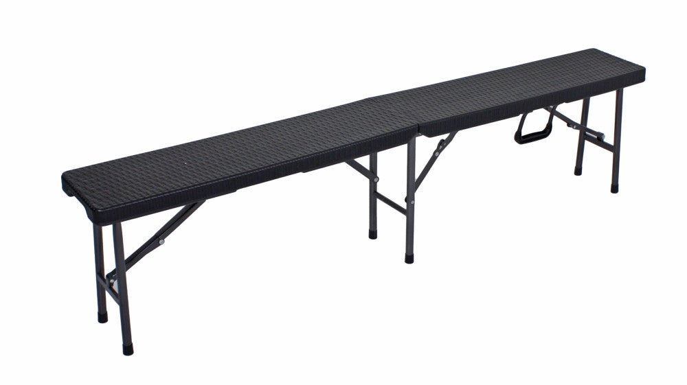3tlg. Gartentisch Set Sitzgruppe Bank Bänke Esstisch Tisch Rattan Optik schwarz