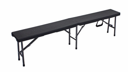 3tlg. Gartentisch Set Sitzgruppe Bank Bänke Esstisch Tisch Rattan Optik schwarz