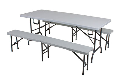3tlg. Garten Set MUFARO Tisch Bänke Sitzgruppe Essgruppe Garnitur Camping Möbel