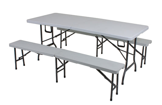 3tlg. Garten Set MUFARO Tisch Bänke Sitzgruppe Essgruppe Garnitur Camping Möbel