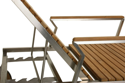 Sonnenliege Teak Teakholz Edelstahl 197cm Holz Gartenliege Liege Liegestuhl