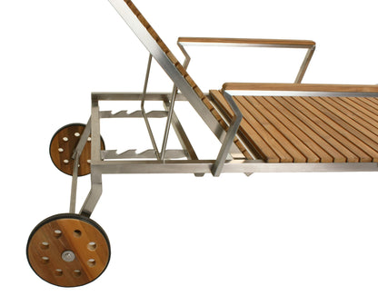 Sonnenliege Teak Teakholz Edelstahl 197cm Holz Gartenliege Liege Liegestuhl