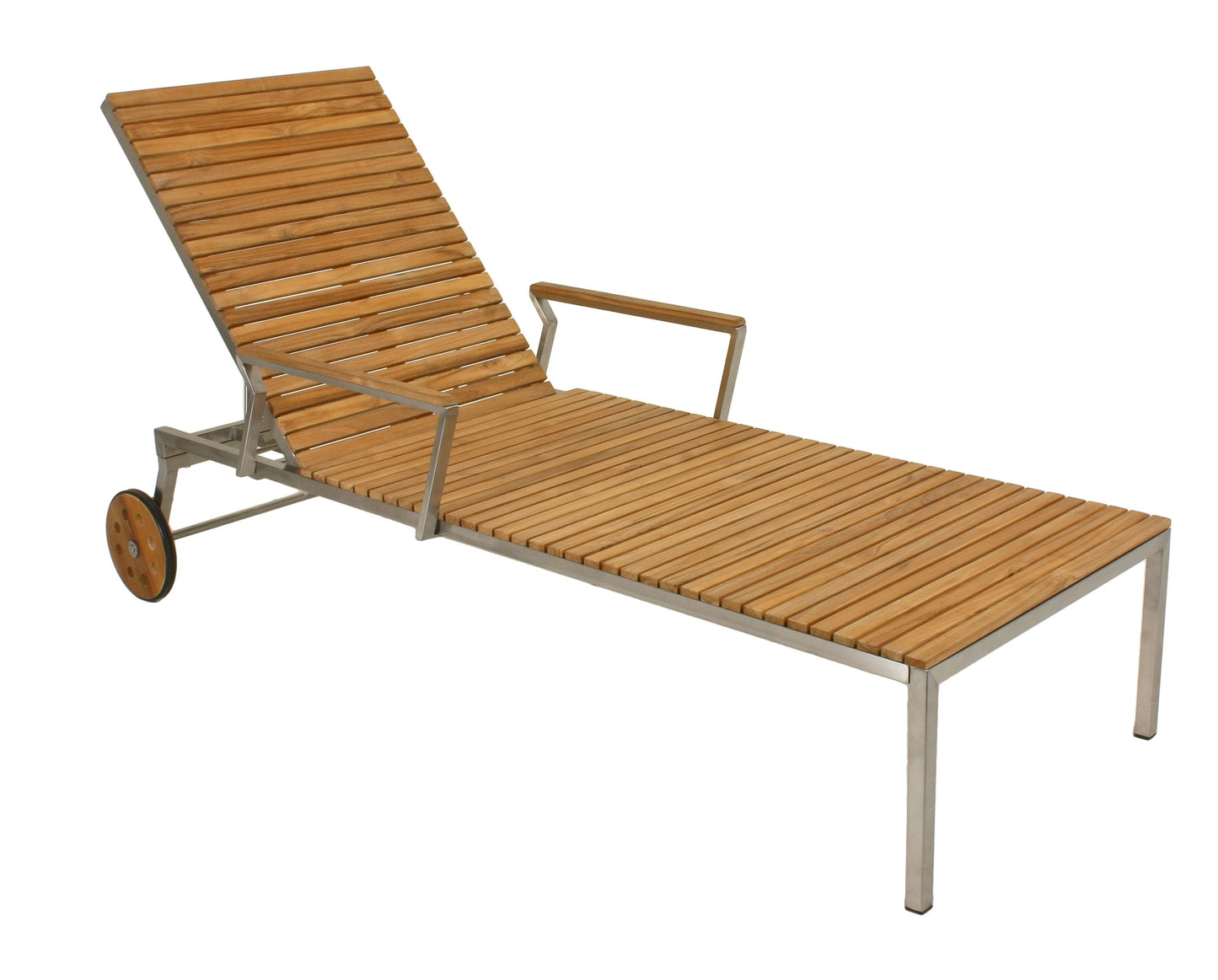 Sonnenliege Teak Teakholz Edelstahl 197cm Holz Gartenliege Liege Liegestuhl