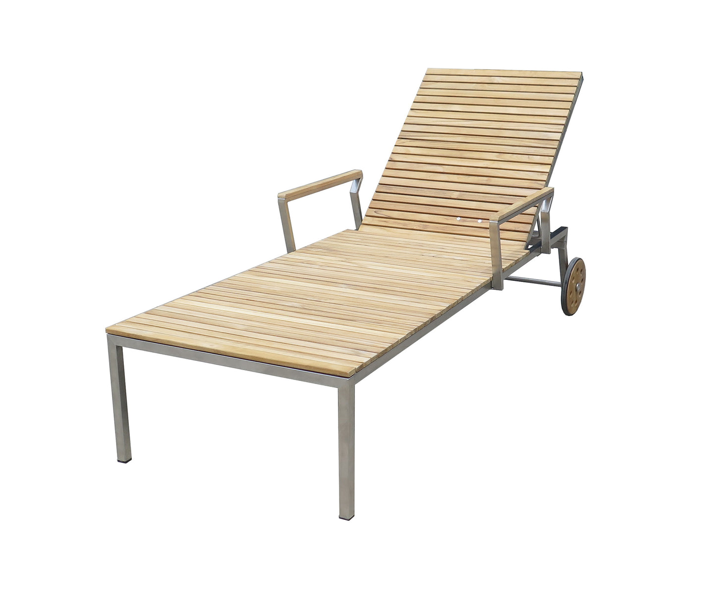 Sonnenliege Teak Teakholz Edelstahl 197cm Holz Gartenliege Liege Liegestuhl