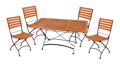 Garden Pleasure Sitzgarnitur WIEN 5.tlg Tisch Klappstuhl Holz Gartenmöbel Set