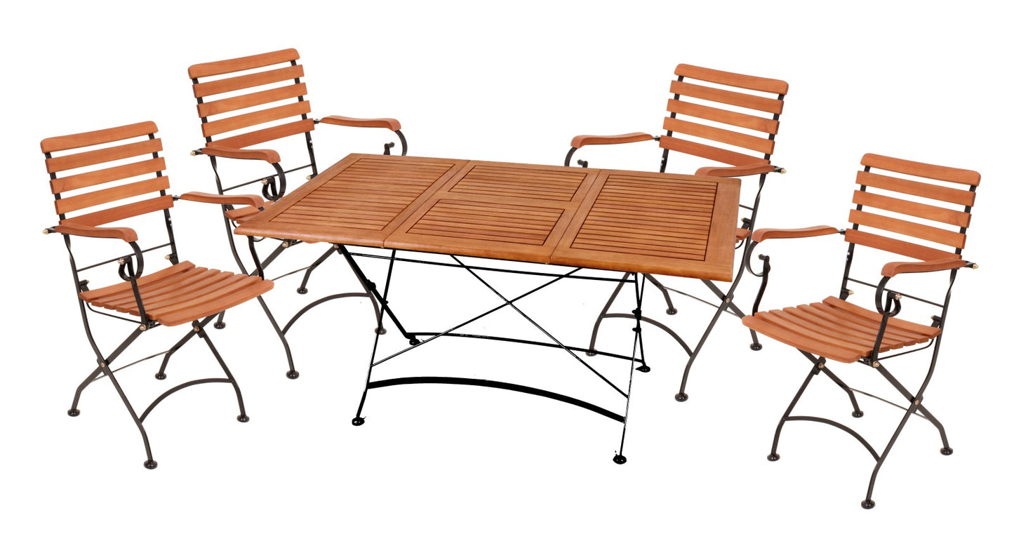 Garden Pleasure Sitzgarnitur WIEN 5.tlg Tisch Klappstuhl Holz Gartenmöbel Set