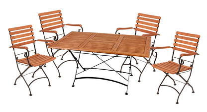 Garden Pleasure Sitzgarnitur WIEN 5.tlg Tisch Klappstuhl Holz Gartenmöbel Set