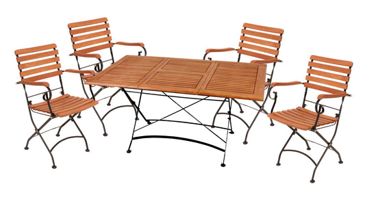 Garden Pleasure Sitzgarnitur WIEN 5.tlg Tisch Klappstuhl Holz Gartenmöbel Set