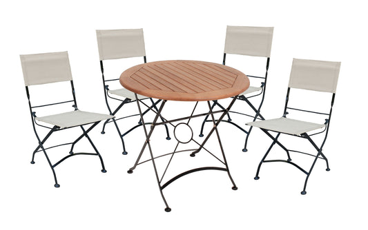 5tlg. Holz Tischgruppe Gartenmöbel Gartentisch Stuhl Garten Klappstuhl Tisch
