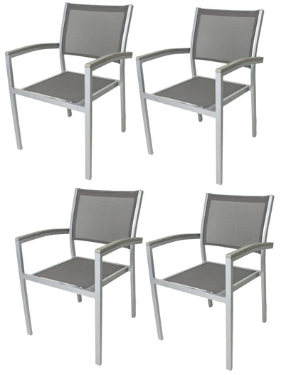 4x Garden Pleasure Gartenstuhl Garten Stuhl Sessel Alu Terrasse Balkon Möbel
