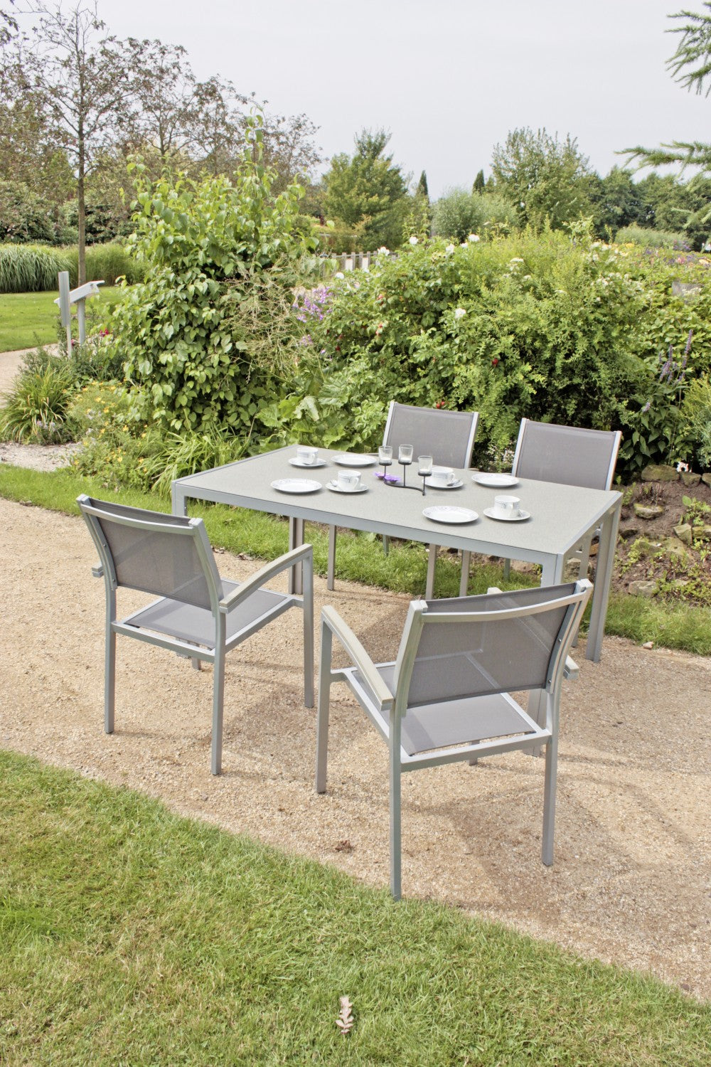 4x Garden Pleasure Gartenstuhl Garten Stuhl Sessel Alu Terrasse Balkon Möbel