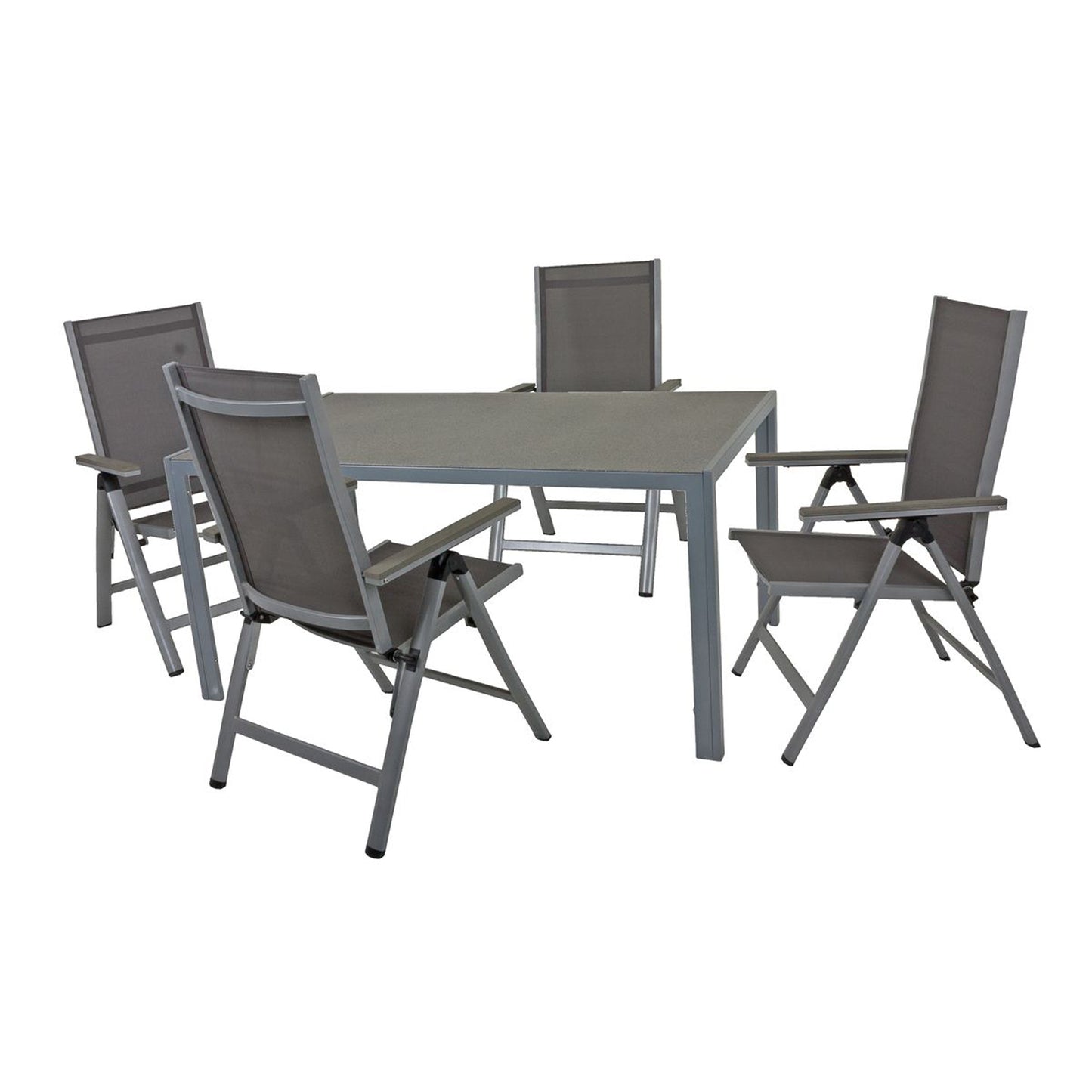 5tlg. Alu Tischgruppe Garten Sitzgruppe Lounge Set Gartenmöbel Sitzgarnitur