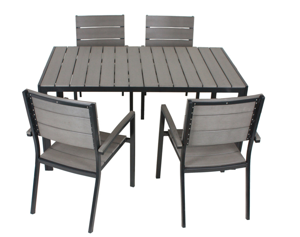 5tlg Garden Pleasure Sitzgruppe Tisch Esstisch Stuhl Stühle Sessel Stapelstuhl
