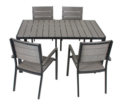 5tlg Garden Pleasure Sitzgruppe Tisch Esstisch Stuhl Stühle Sessel Stapelstuhl