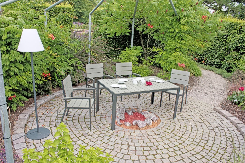 5tlg Garden Pleasure Sitzgruppe Tisch Esstisch Stuhl Stühle Sessel Stapelstuhl