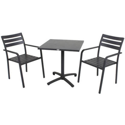 3tlg. Alu Tischgruppe Garten Tisch Stapelstuhl Esstisch Stuhl Sessel Sitzgruppe