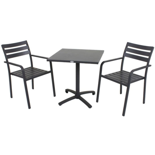 3tlg. Alu Tischgruppe Garten Tisch Stapelstuhl Esstisch Stuhl Sessel Sitzgruppe
