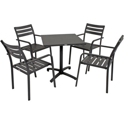5tlg. Tischgruppe Garten Tisch Stapelstuhl Esstisch Stuhl Sessel Sitzgruppe