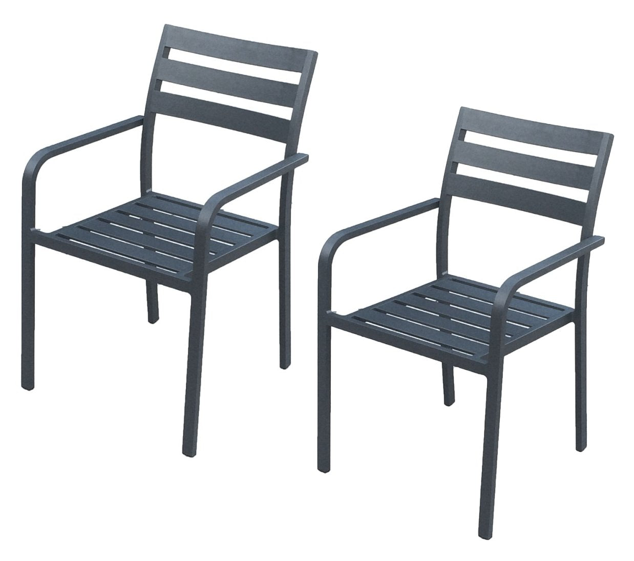 2x Garden Pleasure Alu Gartenstuhl Garten Stuhl Sessel Terrasse Möbel anthrazit