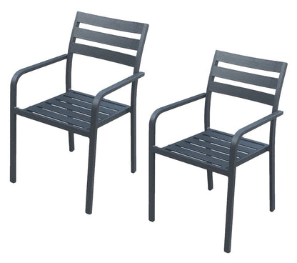 2x Garden Pleasure Alu Gartenstuhl Garten Stuhl Sessel Terrasse Möbel anthrazit