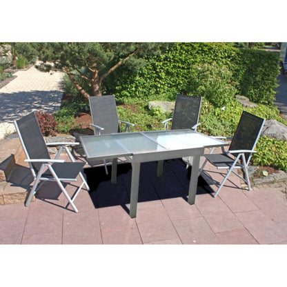 Garden Pleasure Tischgruppe LOLA 5tlg. Tisch 4x Hochlehner Ausziehtisch Stühle