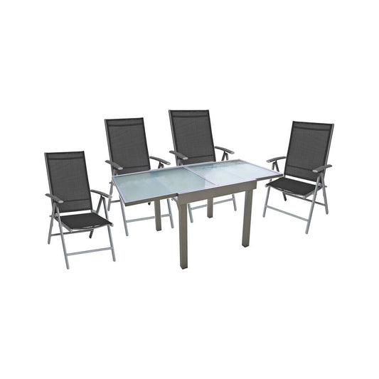 Garden Pleasure Tischgruppe LOLA 5tlg. Tisch 4x Hochlehner Ausziehtisch Stühle