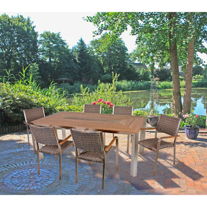 7tlg Garden Pleasure Holz Sitzgruppe Tisch Esstisch Stuhl Stühle Sessel Terrasse