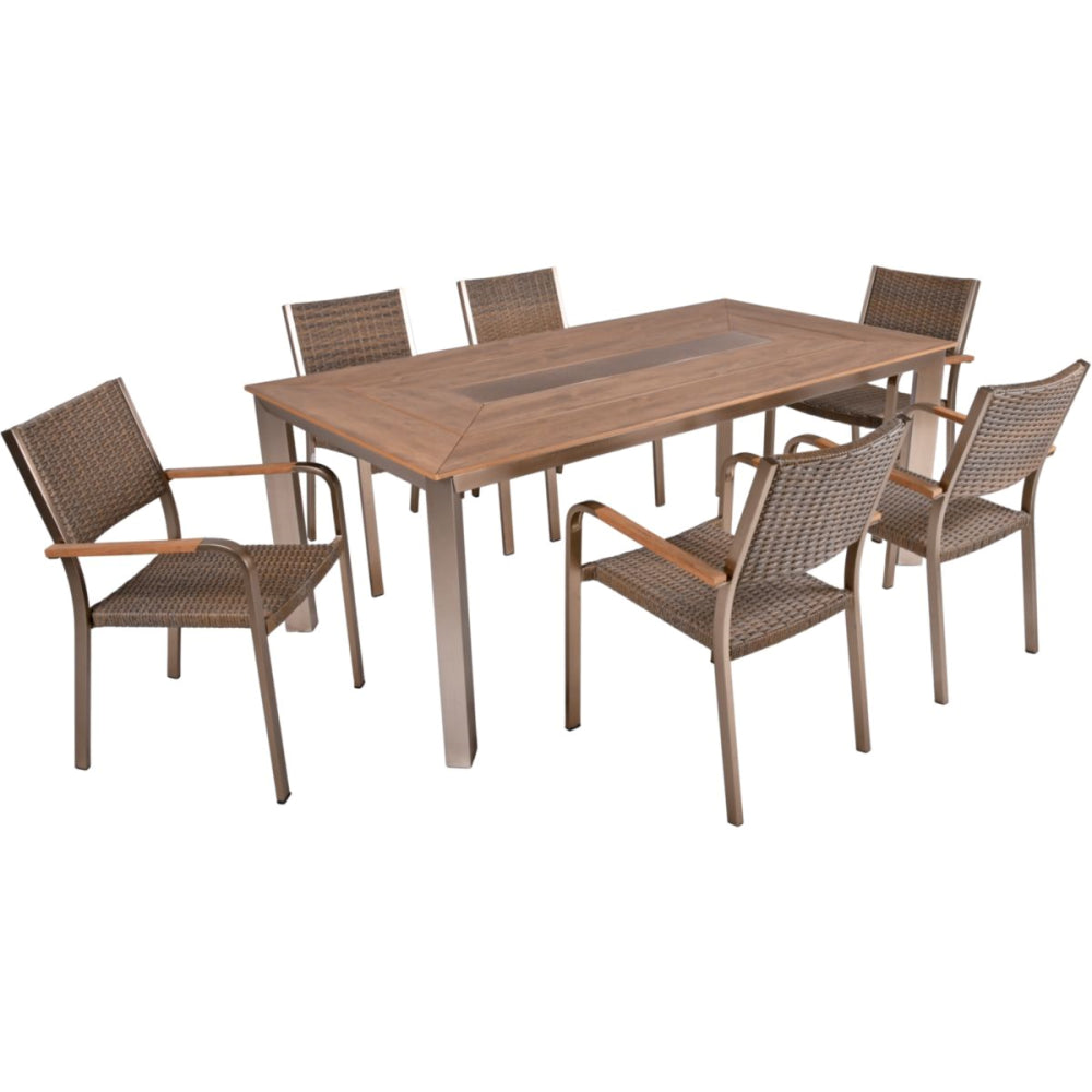 7tlg Garden Pleasure Holz Sitzgruppe Tisch Esstisch Stuhl Stühle Sessel Terrasse