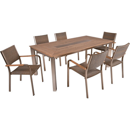 7tlg Garden Pleasure Holz Sitzgruppe Tisch Esstisch Stuhl Stühle Sessel Terrasse