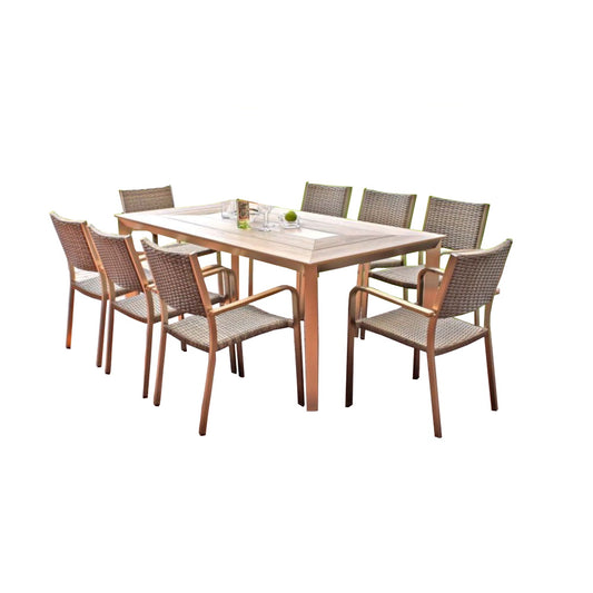 9tlg Garden Pleasure Holz Sitzgruppe Tisch Esstisch Stuhl Stühle Sessel Terrasse
