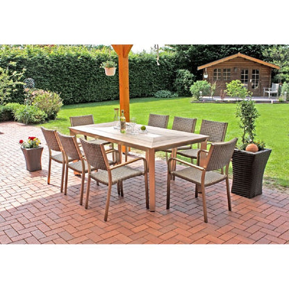 9tlg Garden Pleasure Holz Sitzgruppe Tisch Esstisch Stuhl Stühle Sessel Terrasse
