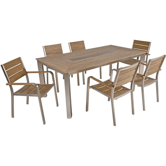 7tlg Garden Pleasure Holz Sitzgruppe Tisch Esstisch Stuhl Stühle Sessel Terrasse