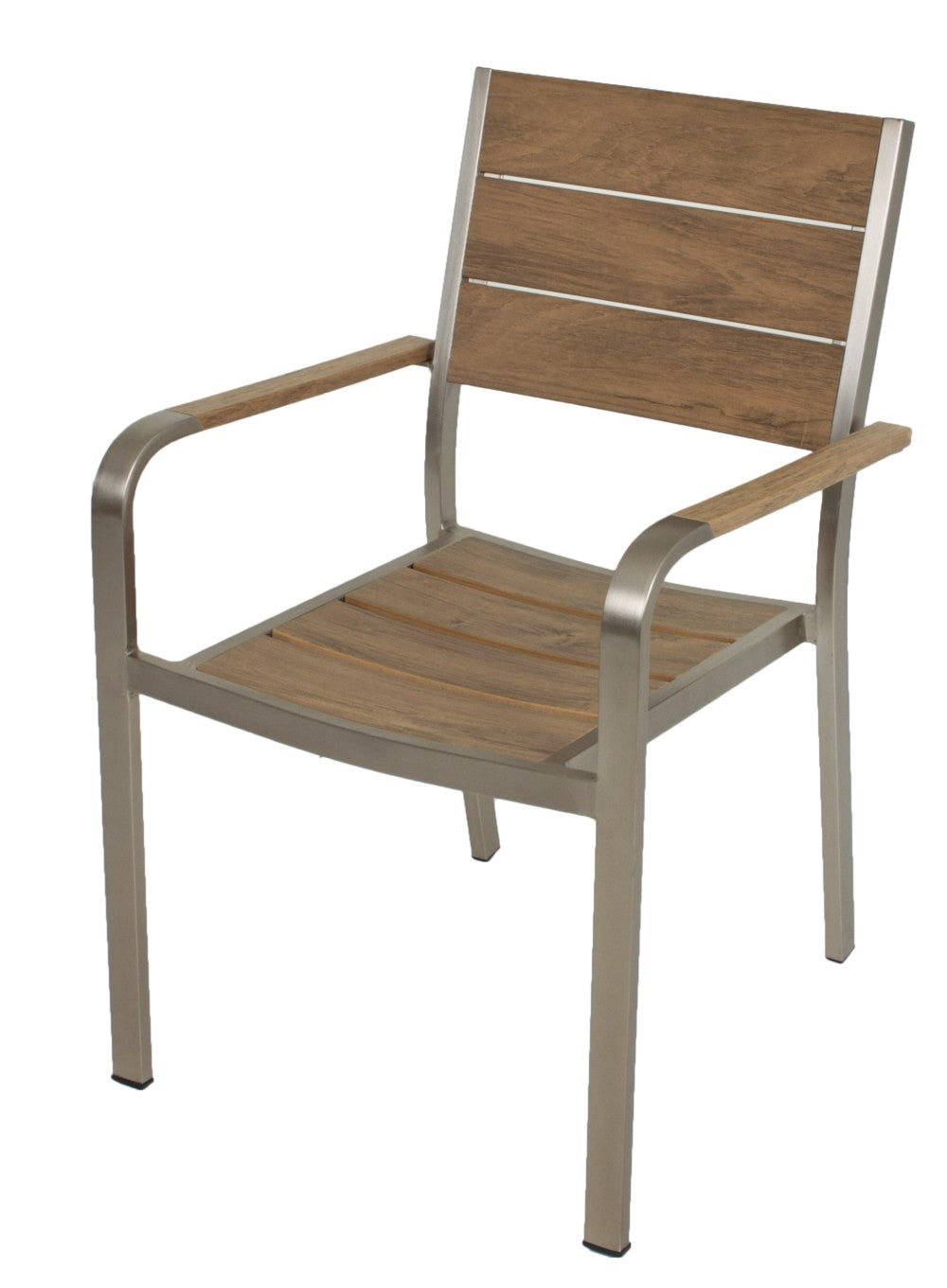 2x Alu Garden Pleasure Stapelstuhl Non-Wood Teak-Optik Garten Stuhl Sessel Möbel
