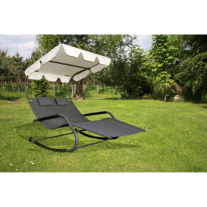 Doppel Schaukelliege SERIFOS Relaxliege Gartenliege Liege Garten Möbel + Dach