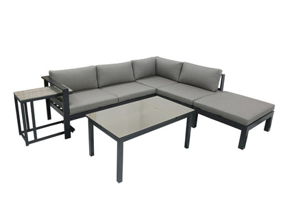 5tlg. Alu Lounge Eckgruppe Garten Sitzgruppe Terrasse Tisch Sofa Couch grau