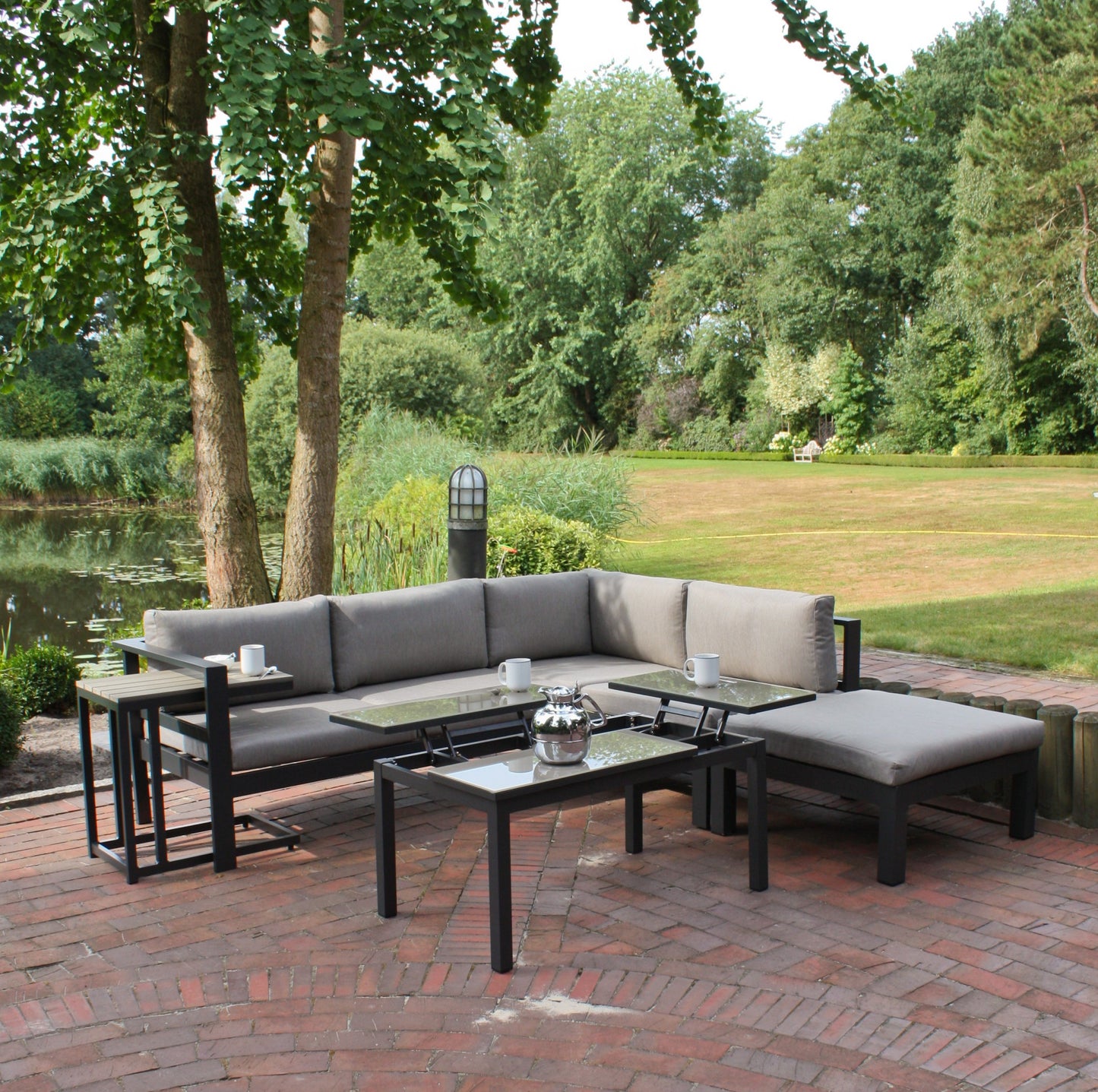 5tlg. Alu Lounge Eckgruppe Garten Sitzgruppe Terrasse Tisch Sofa Couch grau