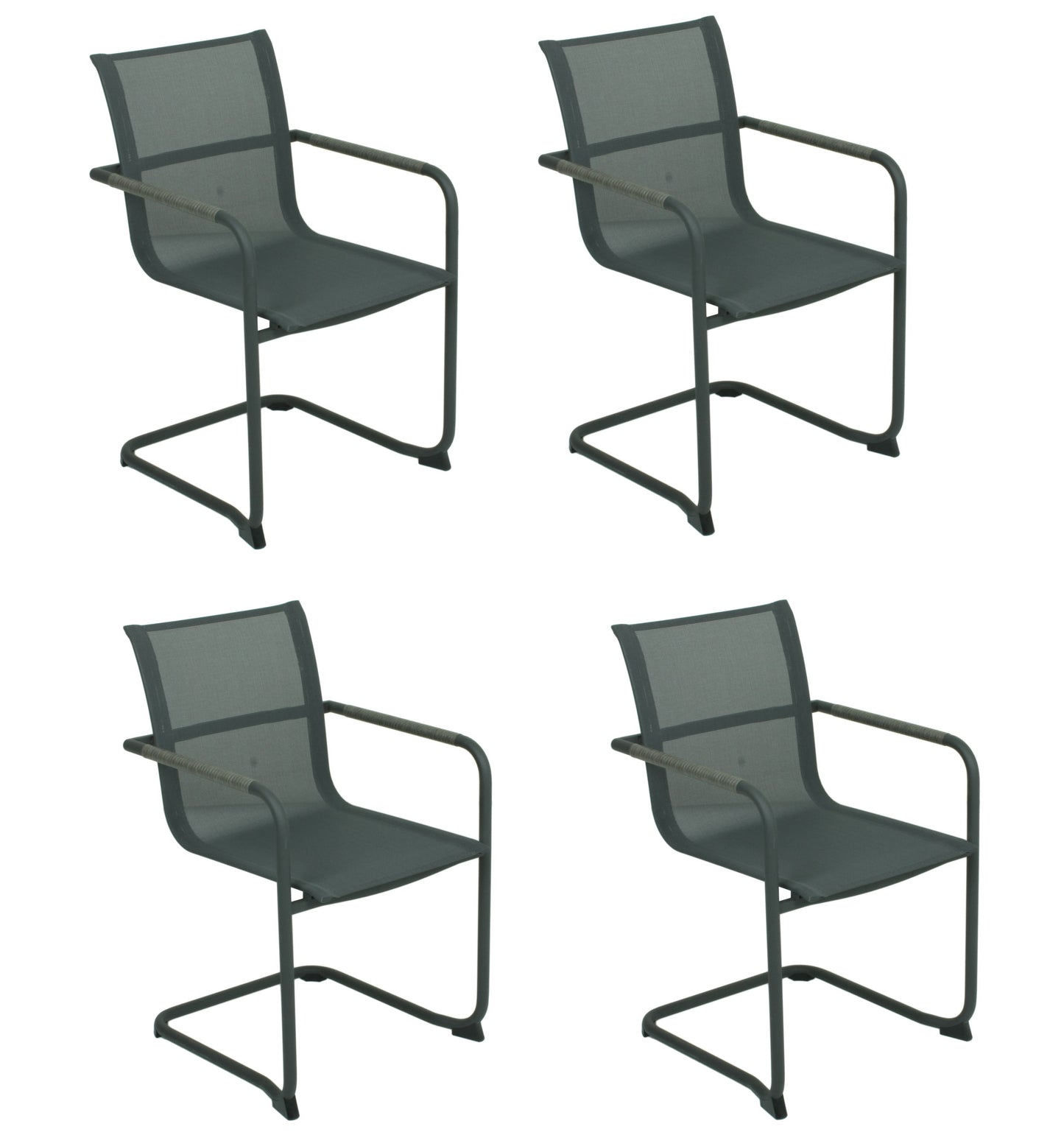 4x Freischwinger Stuhl Stühle Sessel Set Gartensessel Garten Balkon Terrasse