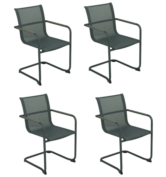 4x Freischwinger Stuhl Stühle Sessel Set Gartensessel Garten Balkon Terrasse