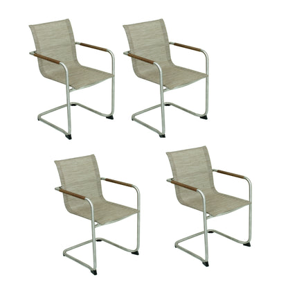 4x Freischwinger Stuhl Stühle Sessel Set Gartensessel Garten Balkon Terrasse