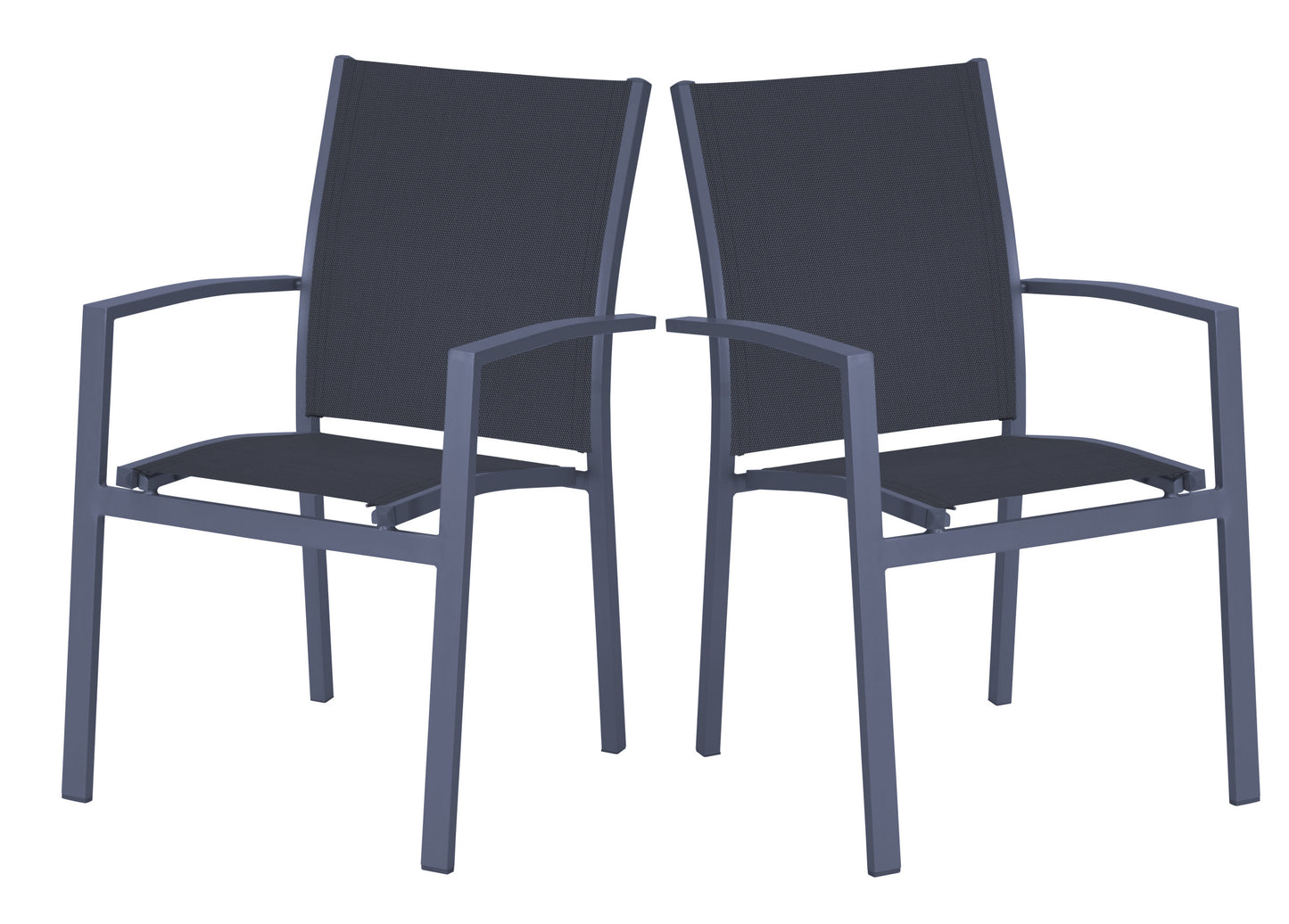 2x Alu Garten Stapelstuhl Balkon Terrasse Stuhl Stühle Sessel Hochlehner grau