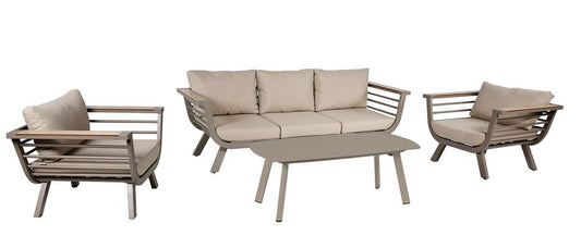 4tlg Alu Sitzgarnitur Sitzgruppe Garten Lounge Set Gartenmöbel Massiv Tisch Sofa