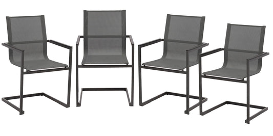 4x Alu Gartensessel Freischwinger Gartenstuhl Metall Campingstuhl Hochlehner Set