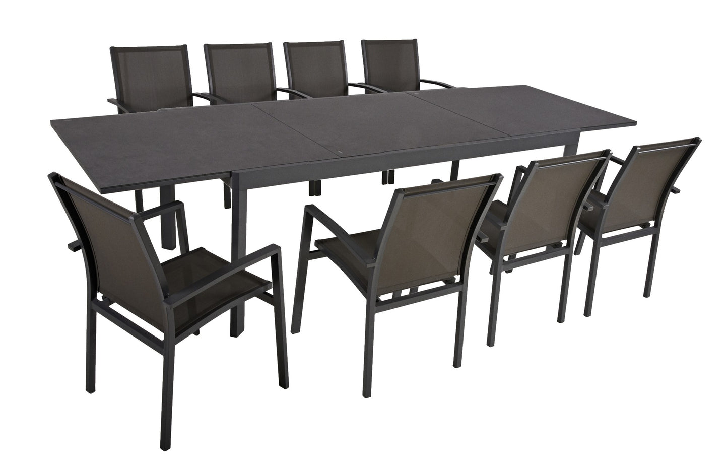 9tlg. Alu Tischgruppe NEREA Set Garten Sitzgruppe Outdoor Schwarz Metall Möbel