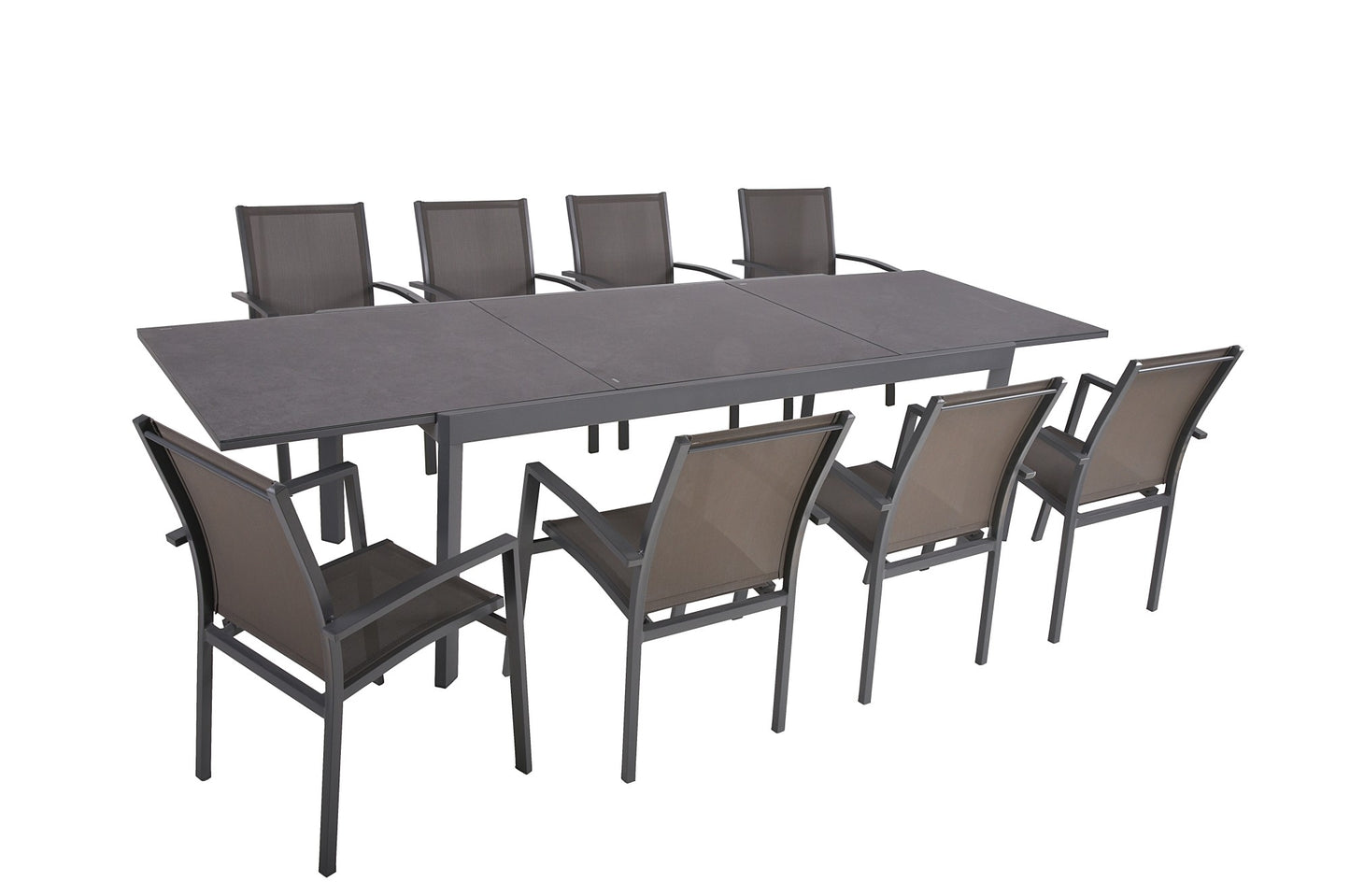 9tlg. Alu Tischgruppe NEREA Set Garten Sitzgruppe Outdoor Schwarz Metall Möbel
