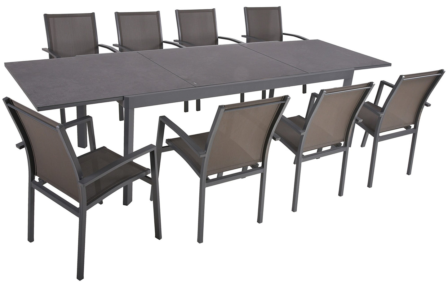 9tlg. Alu Tischgruppe NEREA Set Garten Sitzgruppe Outdoor Schwarz Metall Möbel