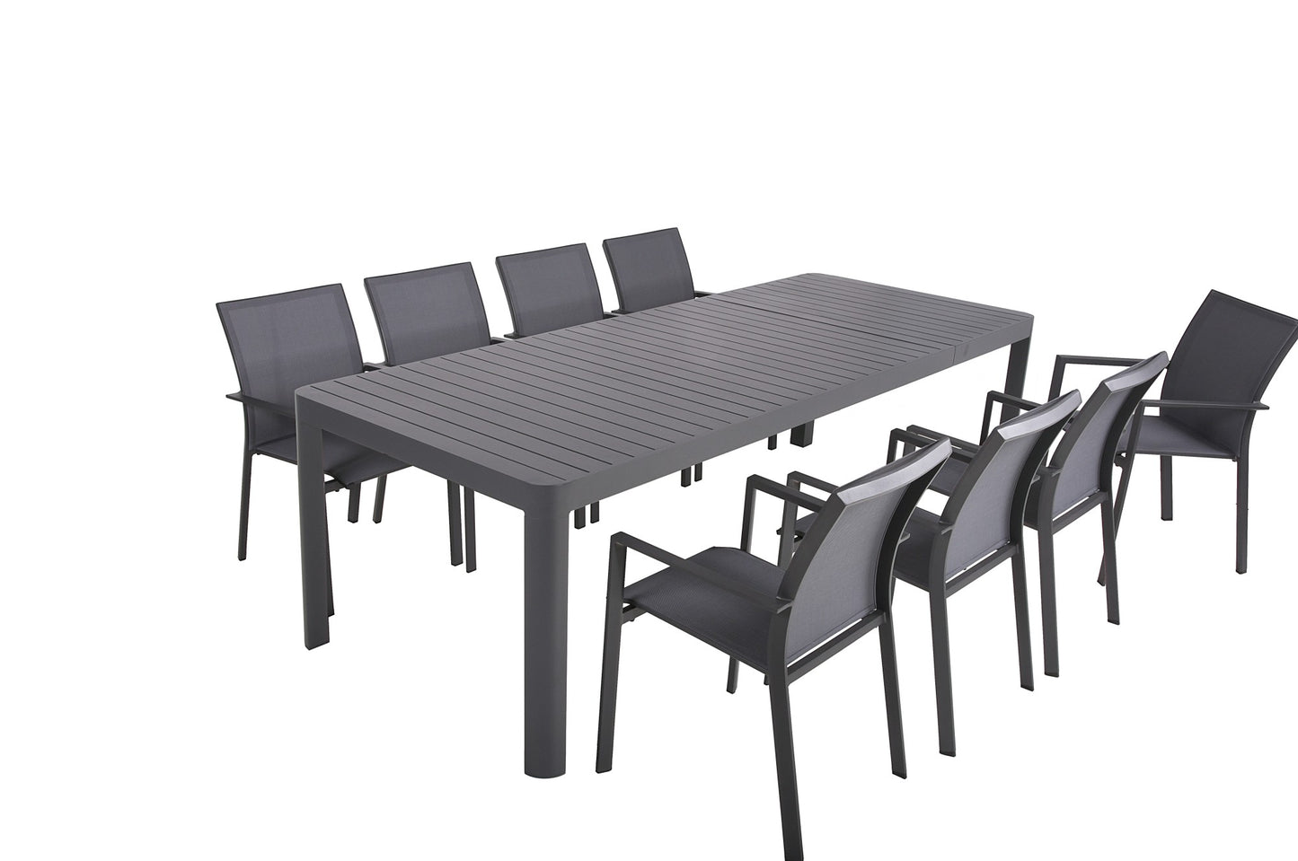 9-tlg Alu Tischgruppe AMIRA Set Garten Sitzgruppe Outdoor Grau Metall Kunststoff