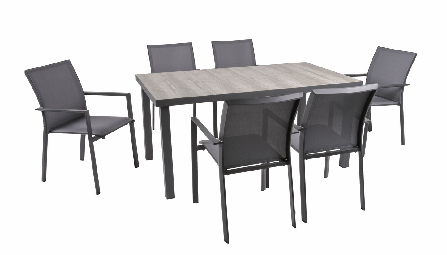 5-tlg. Alu Tischgruppe RANA Set Garten Sitzgruppe Outdoor Grau Metall Kunststoff