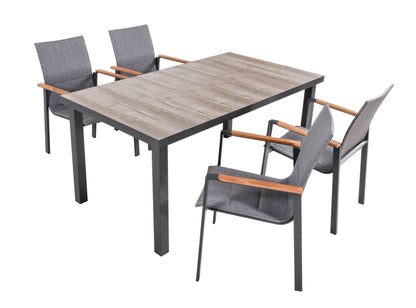 5-tlg. Alu Tischgruppe RANA Set Garten Sitzgruppe Outdoor Grau Metall Kunststoff